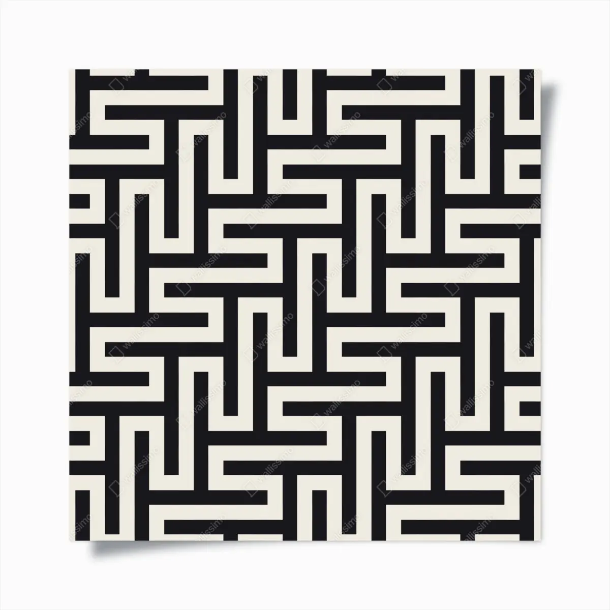 Poster geometrisches labyrinthmuster in beige und schwarz – Pixers®