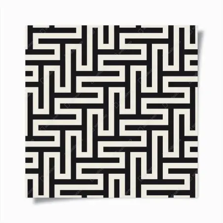 Poster geometrisches labyrinthmuster in beige und schwarz – Pixers®