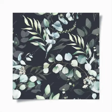 Poster eukalyptus aquarell botanisches muster auf dunklem hintergrund – Pixers®