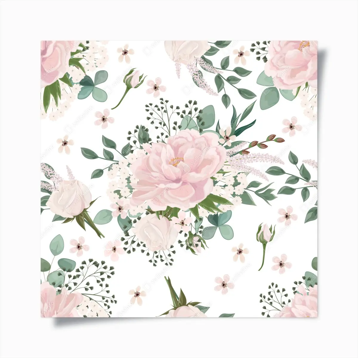 Poster zartes rosa pfingstrosenmuster – Pixers®