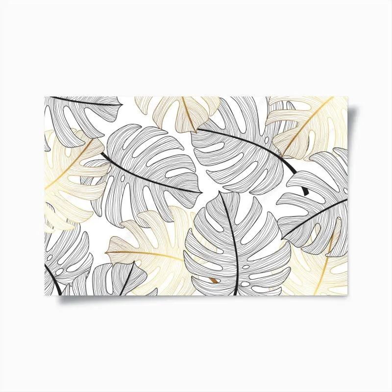 Poster monstera-blattmuster mit goldakzenten