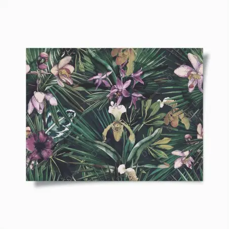 Poster tropische orchideen in aquarell und palmblättern – Pixers®