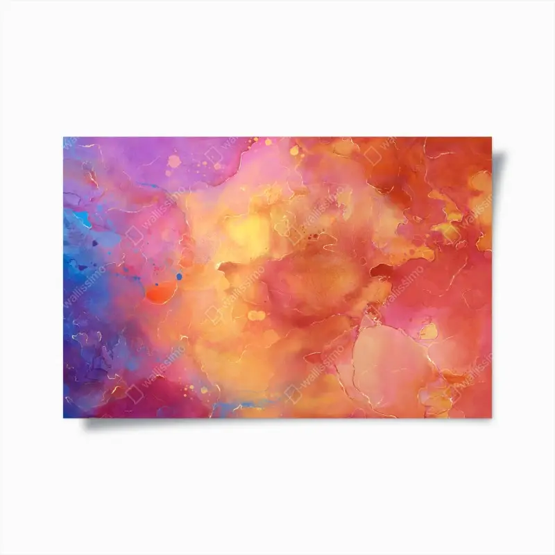 Poster lebhafte aquarell-abstraktion in warmen tönen