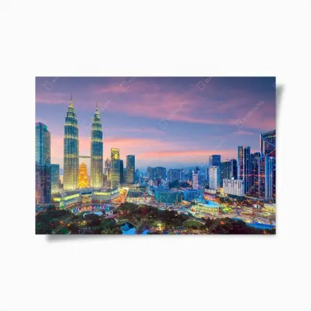Poster Kuala Lumpur skyline bei dämmerung – Pixers®