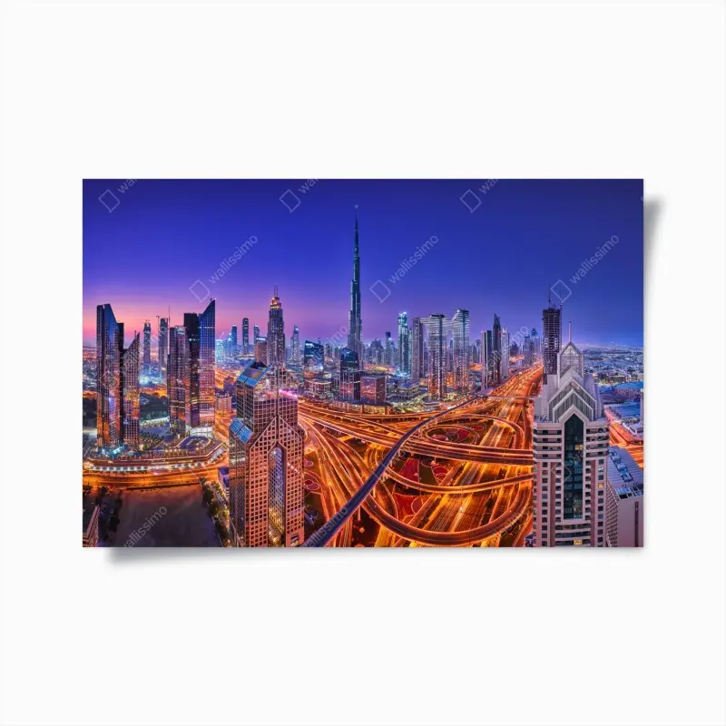 Poster Dubai panorama bei dämmerung