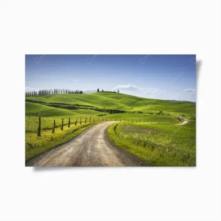 Poster ländliche straße in der Toskana durch grüne hügel – Pixers®