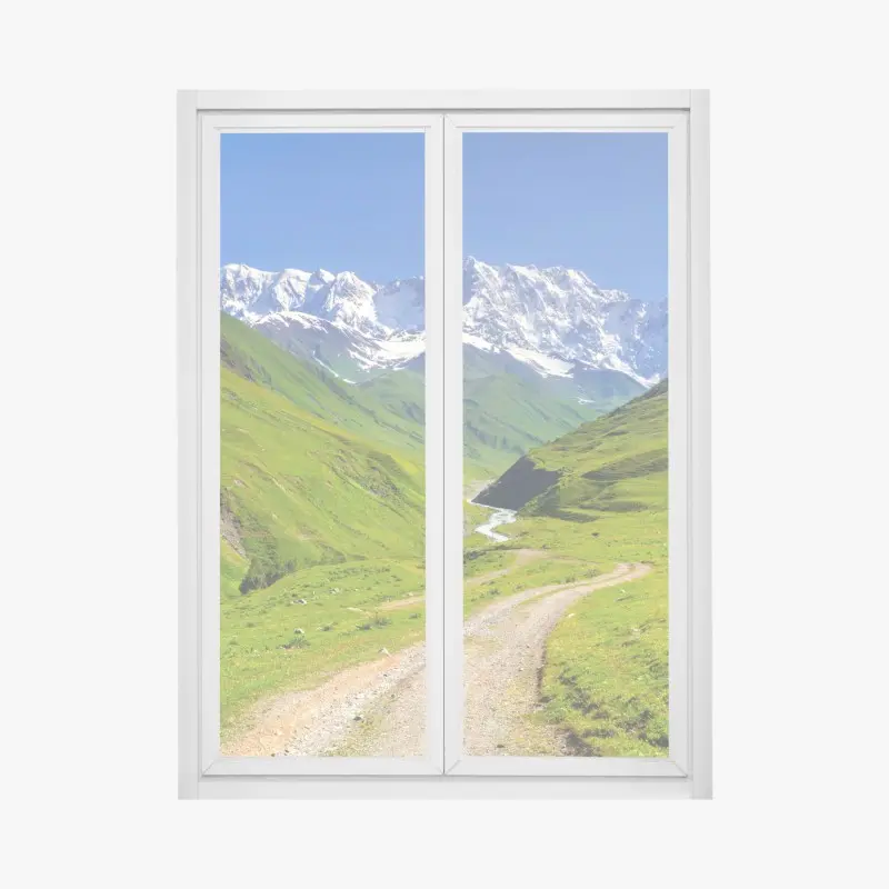 Fensteraufkleber majestätischer blick auf Shkhara von Ushguli