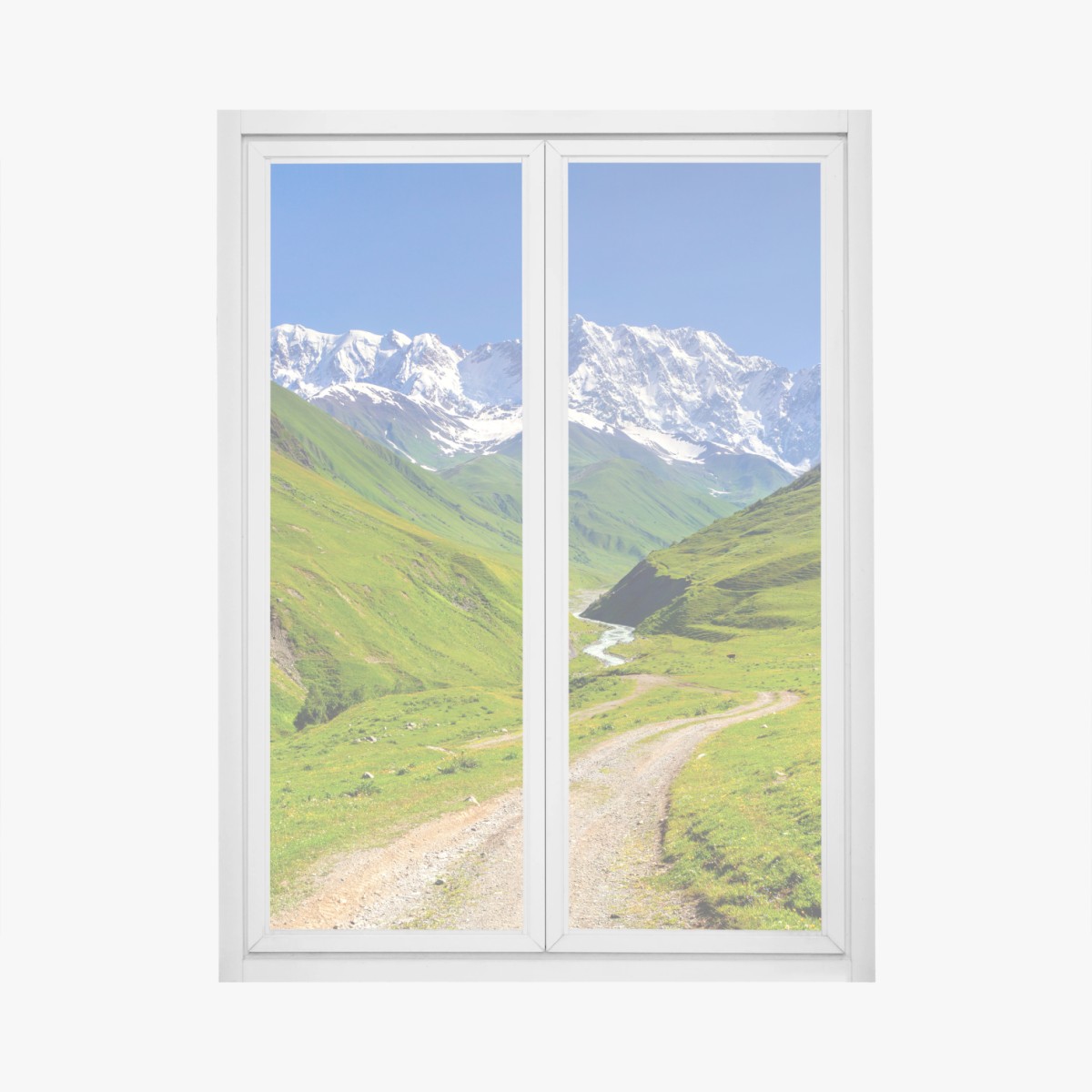 Fensteraufkleber majestätischer blick auf Shkhara von Ushguli – Pixers®