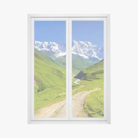 Fensteraufkleber majestätischer blick auf Shkhara von Ushguli – Pixers®