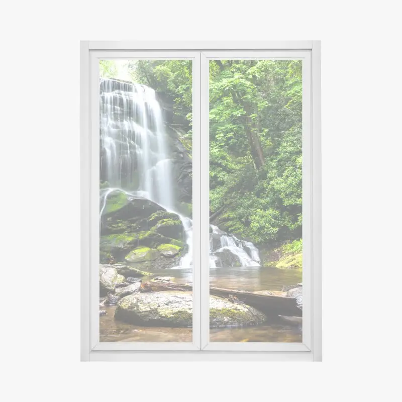 Fensteraufkleber ruhiger wasserfall im wald