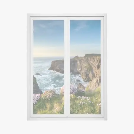 Fensteraufkleber küstenklippen in der goldenen stunde – Pixers®