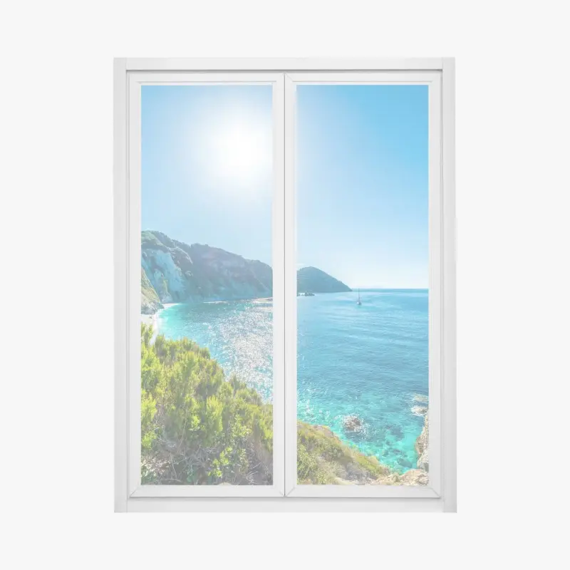 Fensteraufkleber sonnige panoramaansicht des strands Sansone, Elba