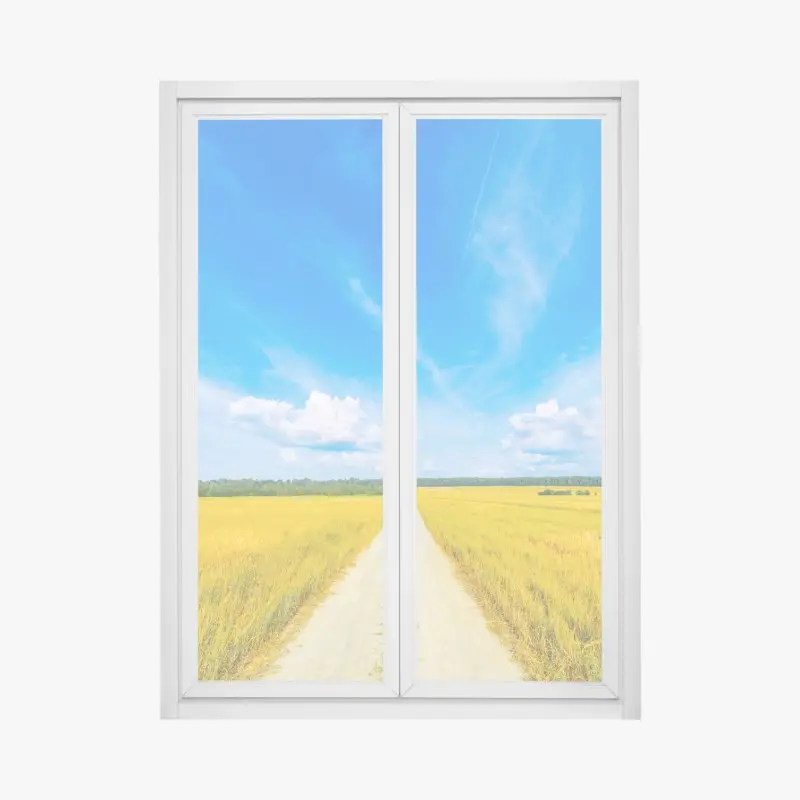 Fensteraufkleber goldene wiese unter weitem blauem himmel