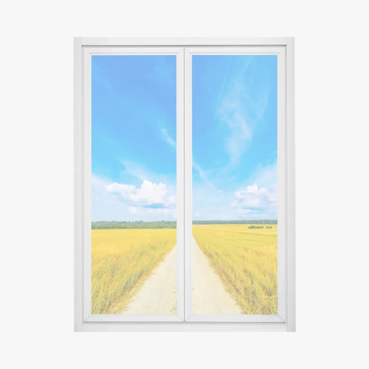 Fensteraufkleber goldene wiese unter weitem blauem himmel – Pixers®