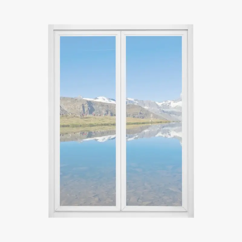 Fensteraufkleber alpenberg spiegelung über stillem see