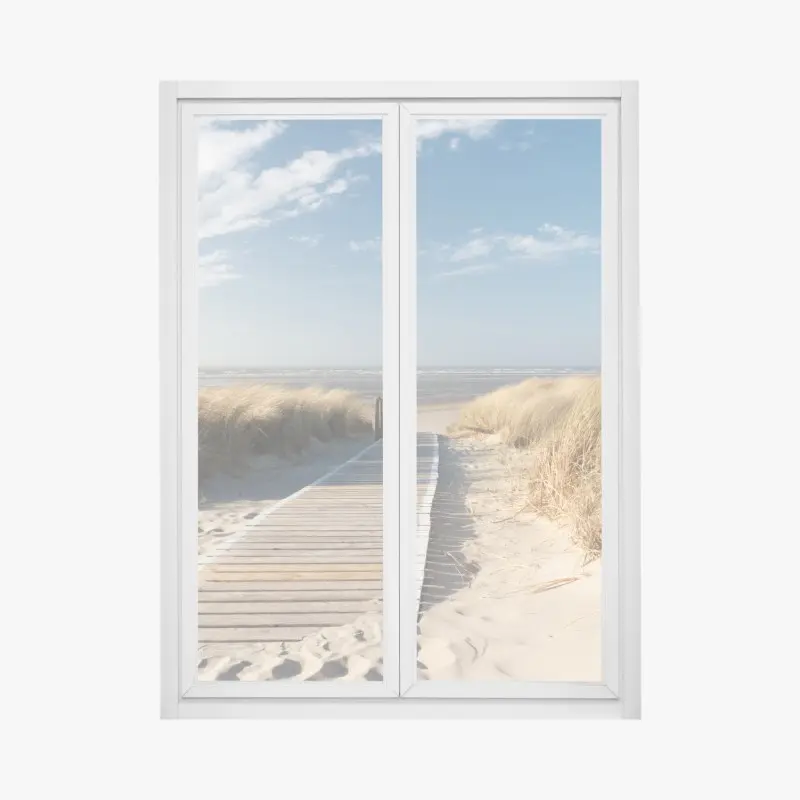 Fensteraufkleber holzsteg zum meer