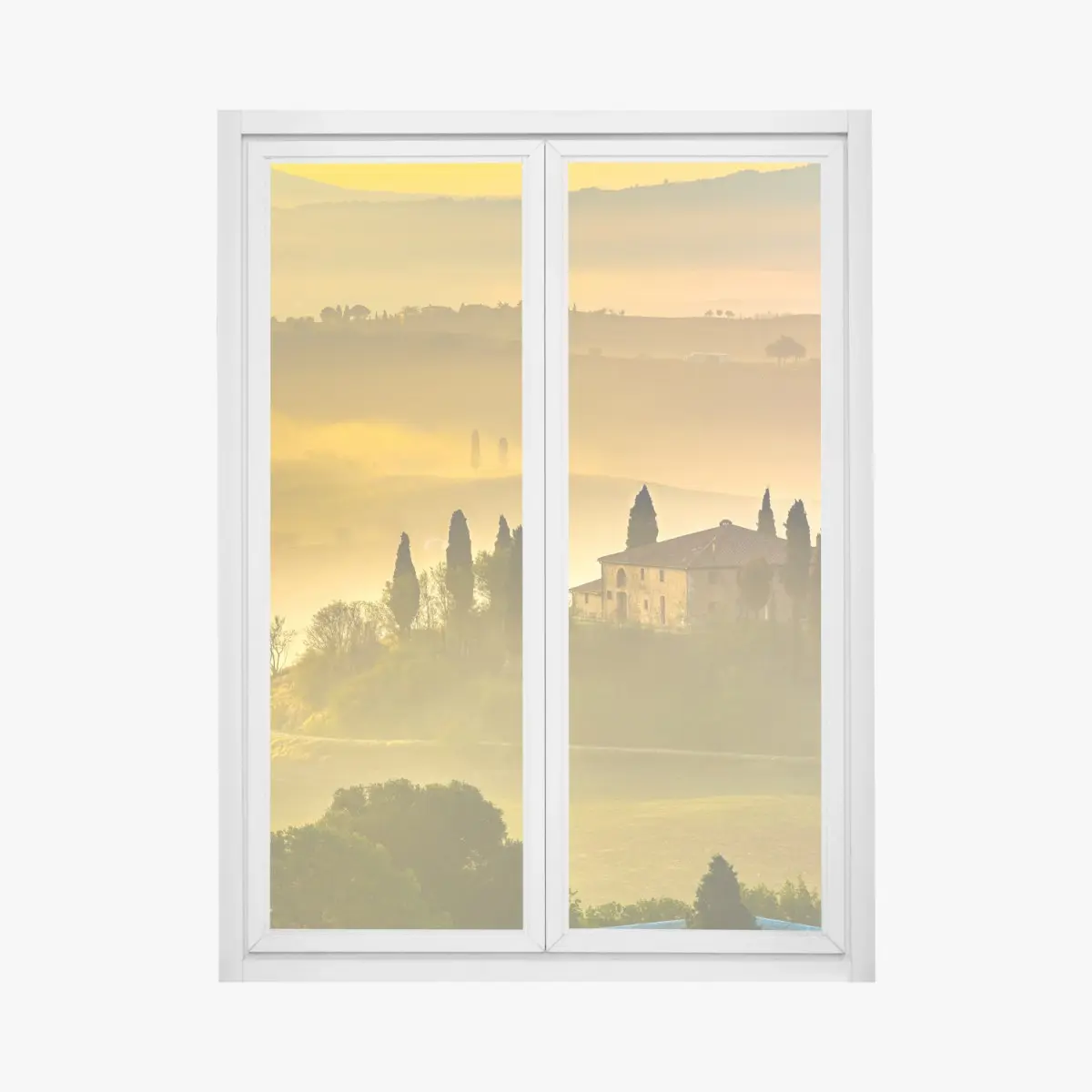 Fensteraufkleber Toskana bei sonnenaufgang über goldenen hügeln – Pixers®