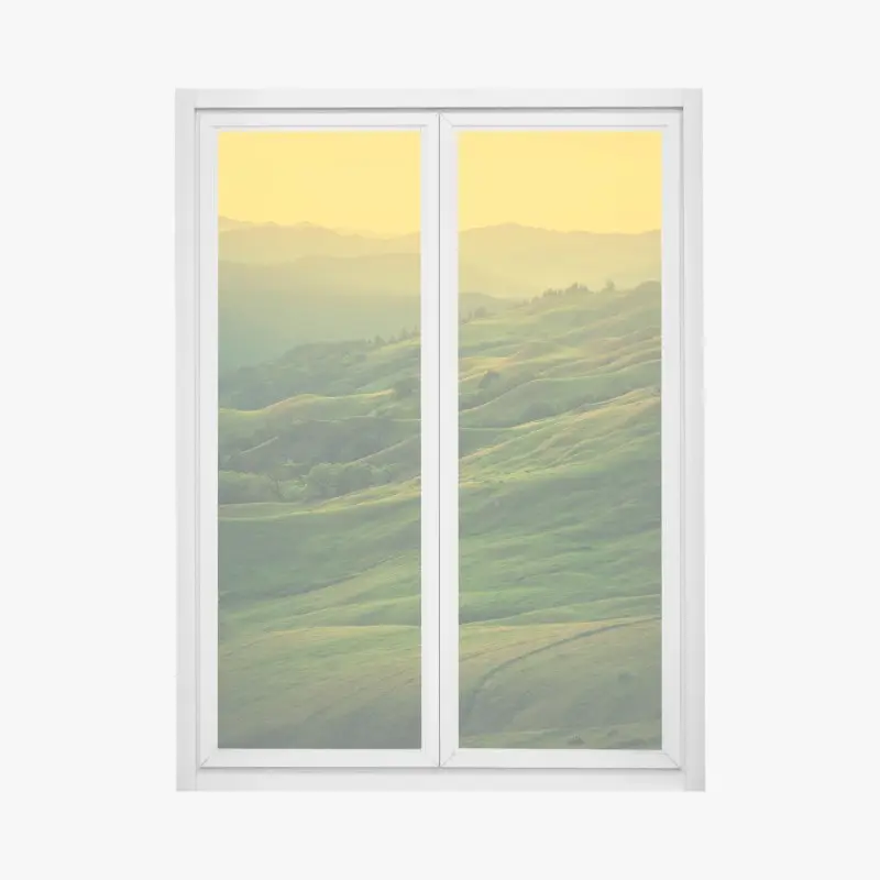 Fensteraufkleber hügel von Nordkalifornien bei sonnenuntergang