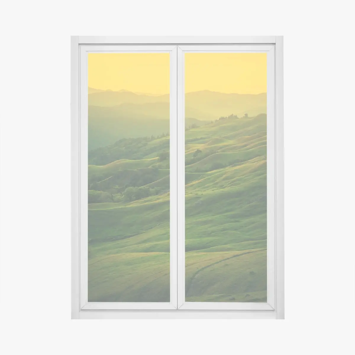 Fensteraufkleber hügel von Nordkalifornien bei sonnenuntergang – Pixers®