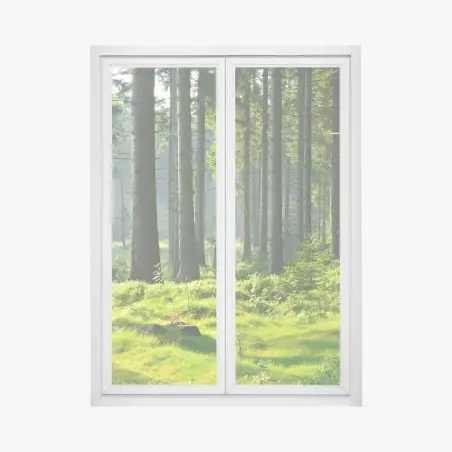 Fensteraufkleber sonnige grüne lichtung im wald – Pixers®