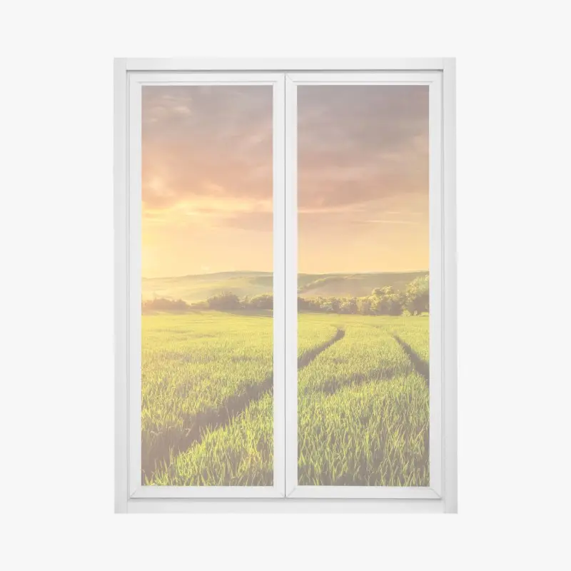 Fensteraufkleber sonnenbeschienene wiese im abendlicht