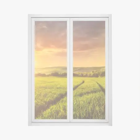 Fensteraufkleber sonnenbeschienene wiese im abendlicht – Pixers®
