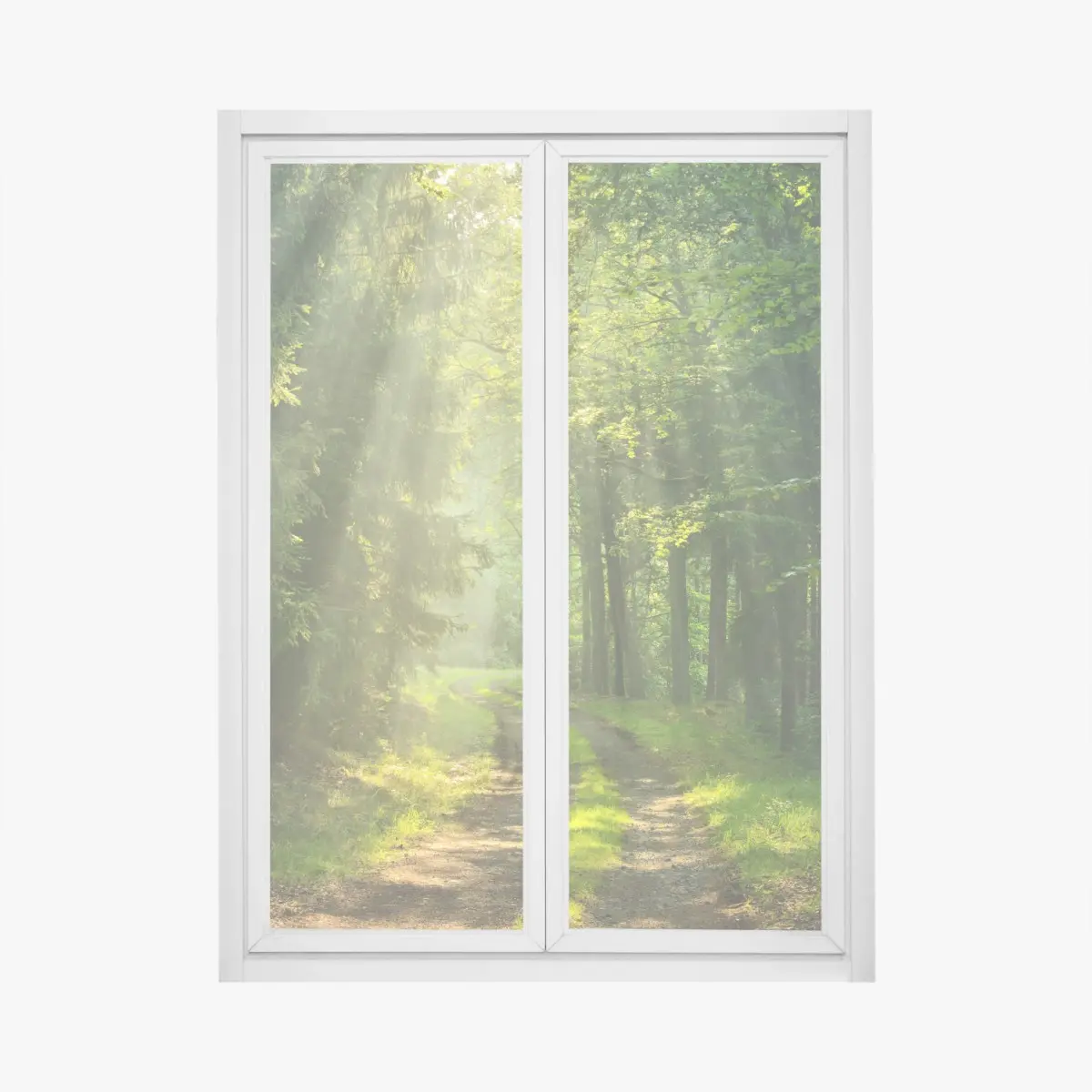 Fensteraufkleber sonnenbeschienener waldpfad – Pixers®