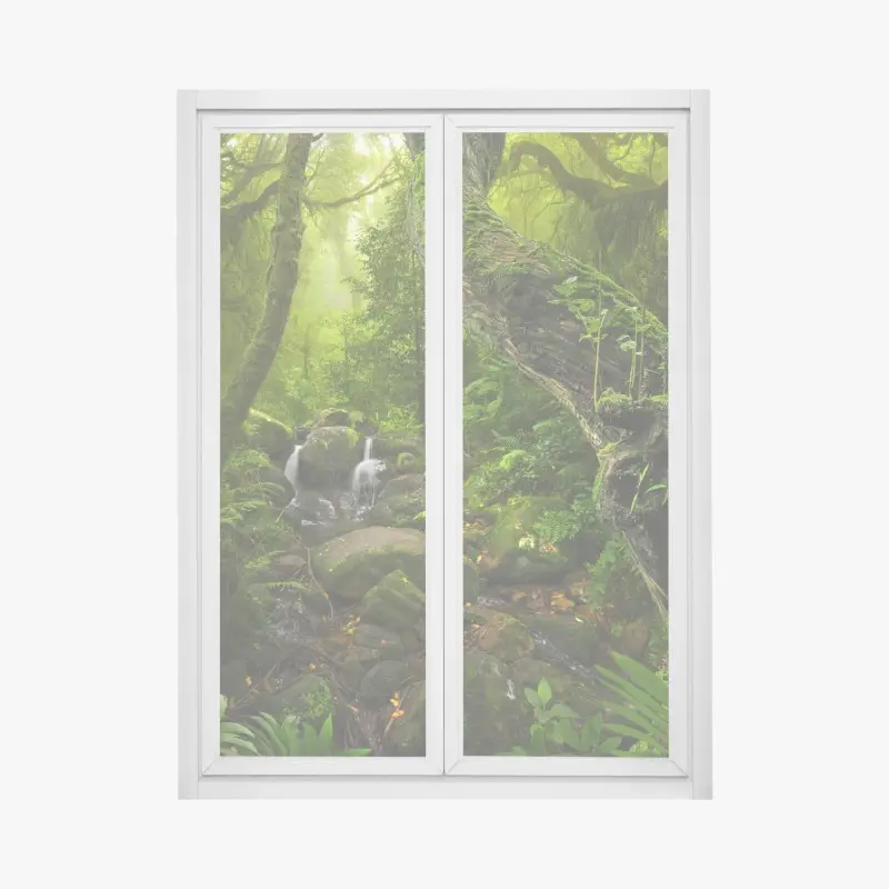 Fensteraufkleber moosiger waldbach im morgenlicht