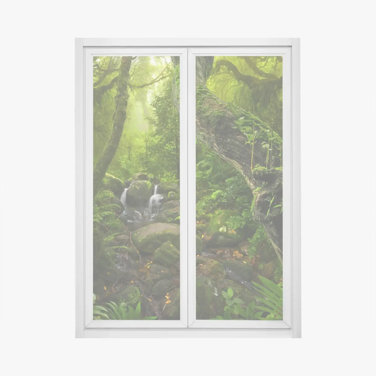 Fensteraufkleber moosiger waldbach im morgenlicht – Pixers®