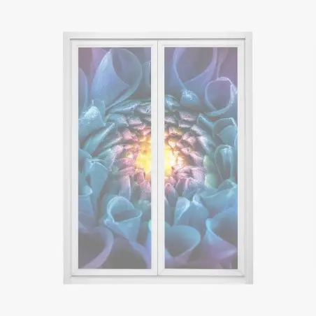 Fensteraufkleber leuchtende blaue chrysantheme nahaufnahme – Pixers®
