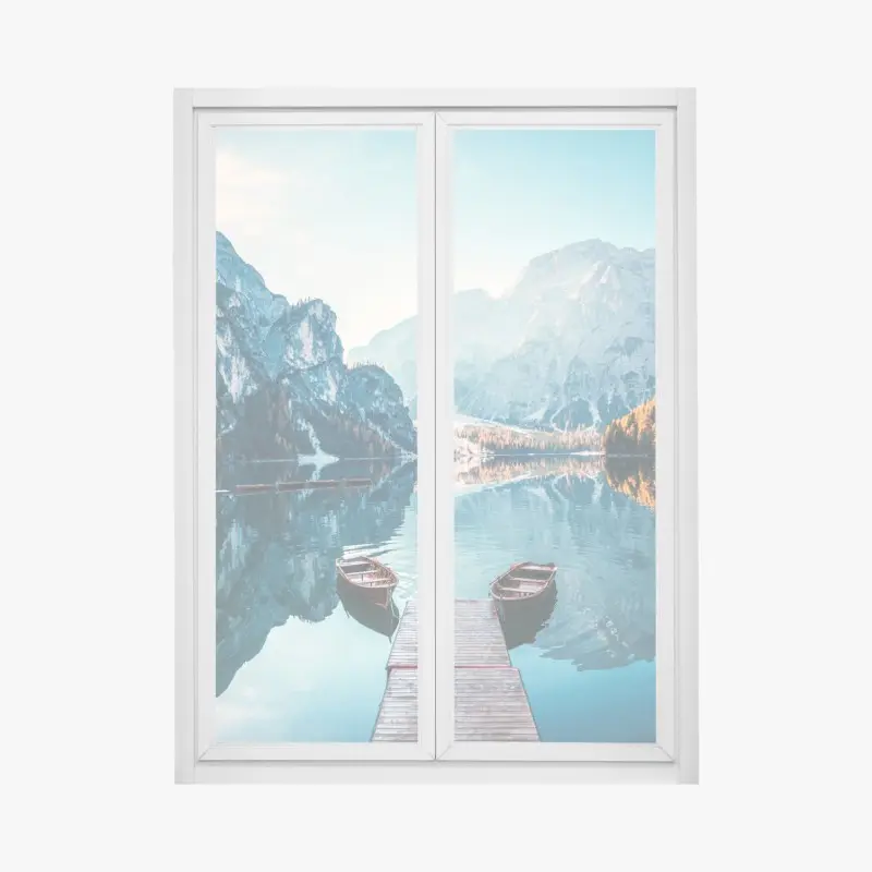 Fensteraufkleber ruhiger morgen am Pragser Wildsee, Dolomiten