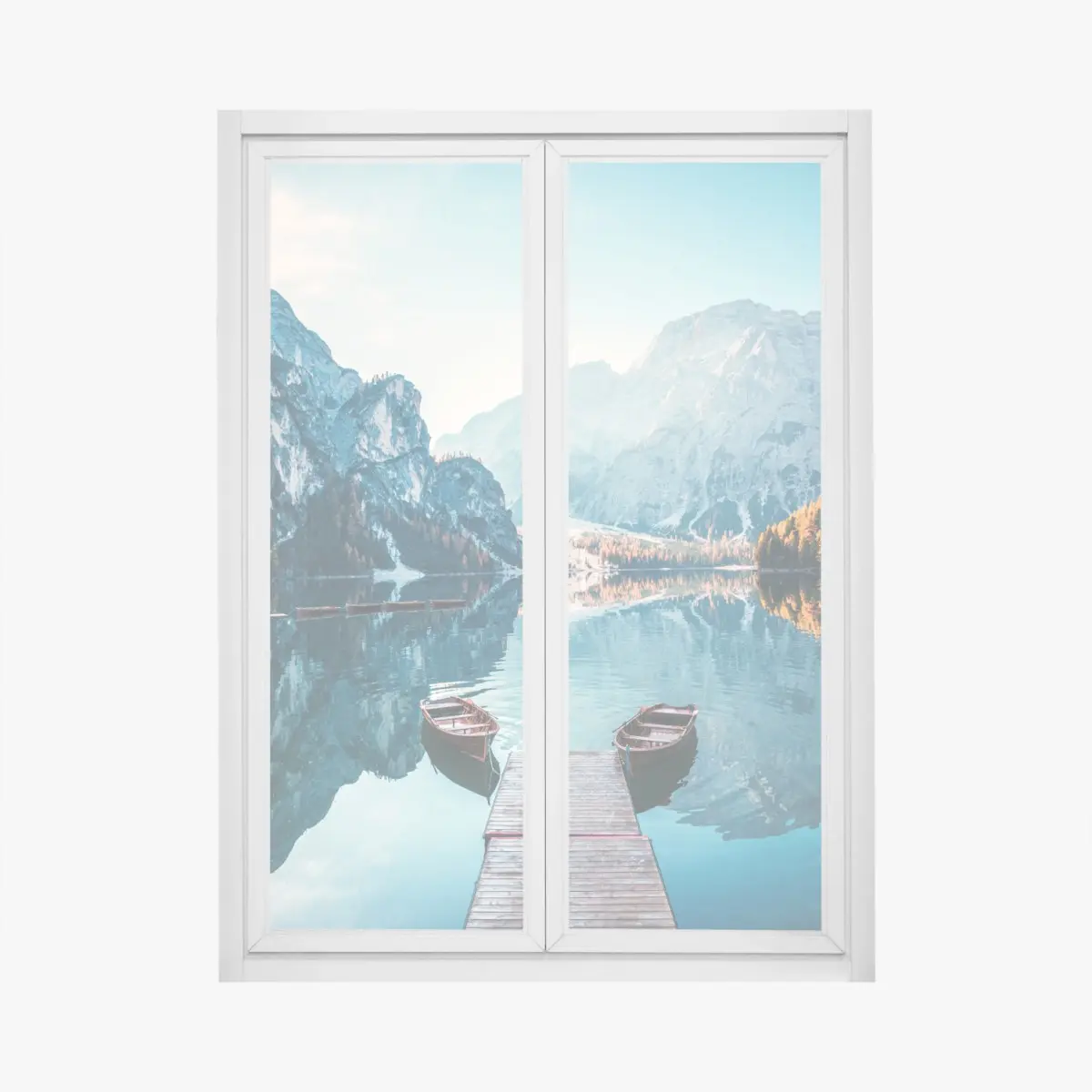 Fensteraufkleber ruhiger morgen am Pragser Wildsee, Dolomiten – Pixers®