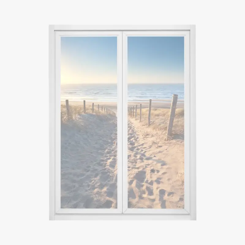 Fensteraufkleber sonnenuntergangspfad zum meer in Zandvoort