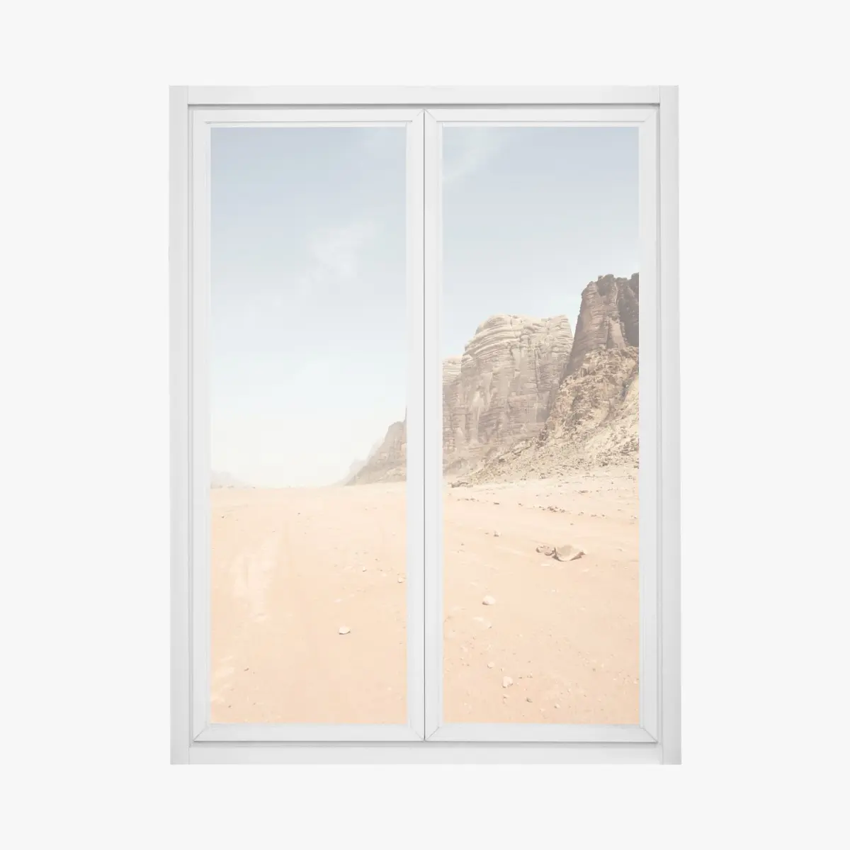 Fensteraufkleber weites wüstenpanorama in Wadi Rum, Jordanien – Pixers®