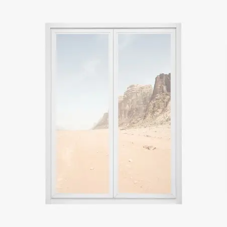 Fensteraufkleber weites wüstenpanorama in Wadi Rum, Jordanien – Pixers®