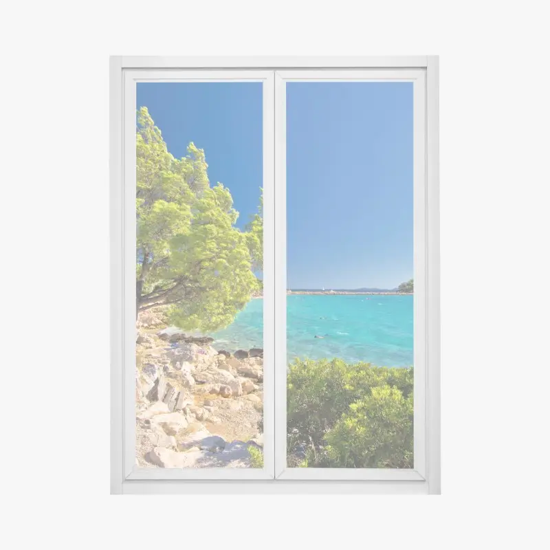 Fensteraufkleber idyllischer türkisfarbener strand auf der Insel Murter