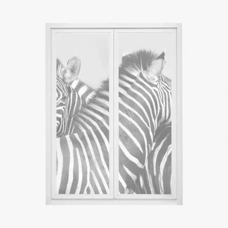 Fensteraufkleber verschlungene zebras in monochrom – Pixers®