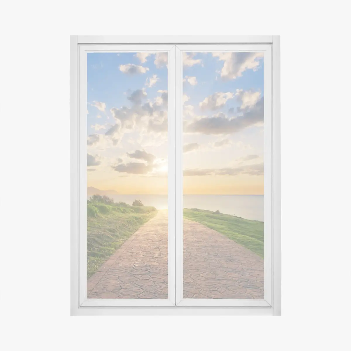 Fensteraufkleber weg zum meer bei sonnenaufgang – Pixers®