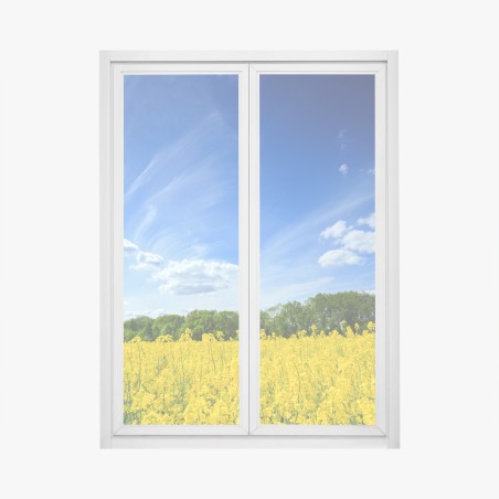 Fensteraufkleber polnisches rapsfeld unter blauem himmel – Pixers®