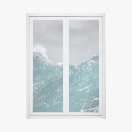 Fensteraufkleber turbulente türkisfarbene ozeanwellen – Pixers®