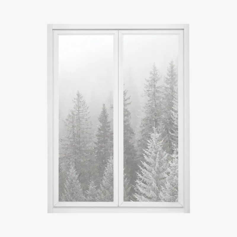 Fensteraufkleber nebliger winterwald in den Karpaten