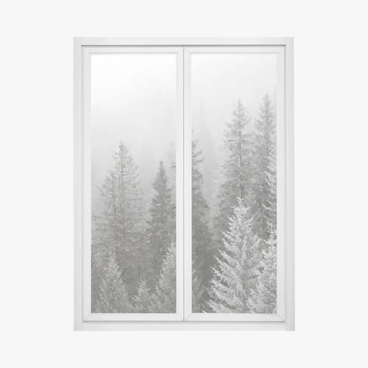 Fensteraufkleber nebliger winterwald in den Karpaten – Pixers®