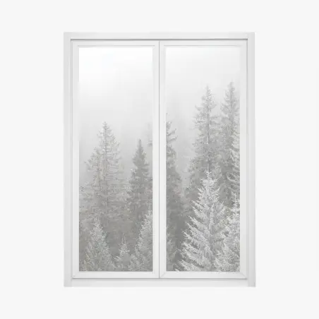Fensteraufkleber nebliger winterwald in den Karpaten – Pixers®