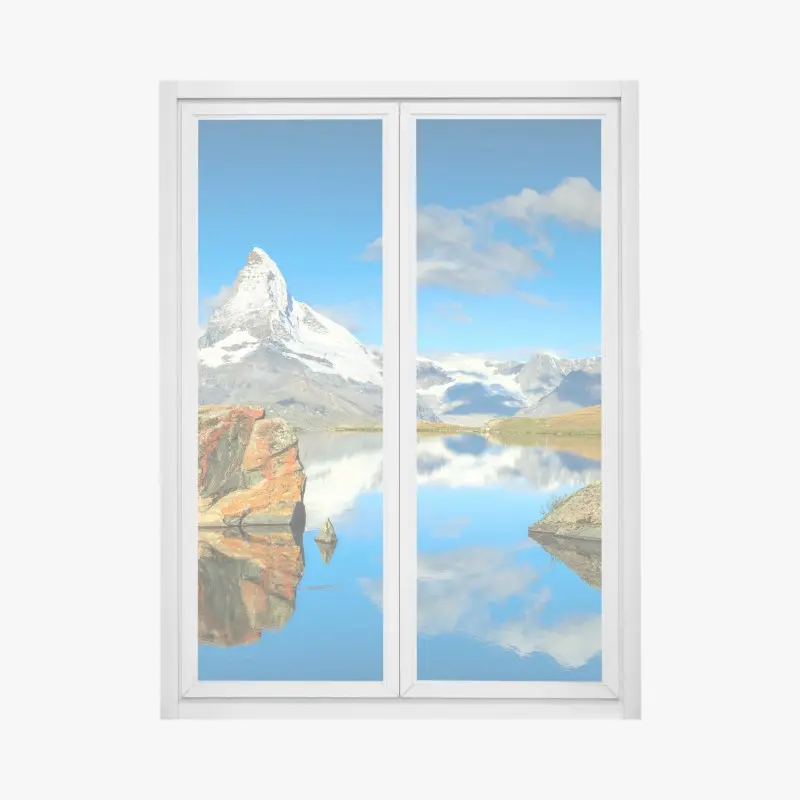 Fensteraufkleber spiegelung des Matterhorns über einem alpinen see
