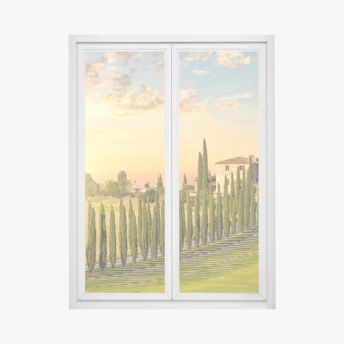 Fensteraufkleber Toskana sonnenuntergang zypressenallee – Pixers®