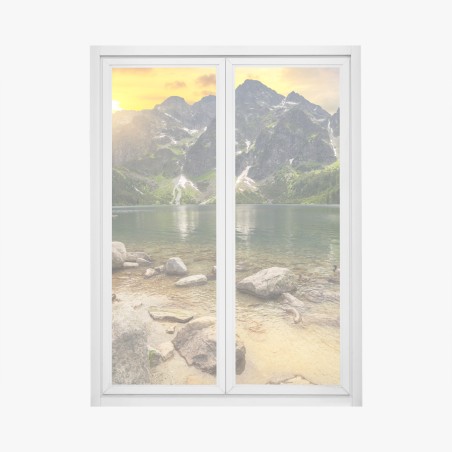 Fensteraufkleber sonnenuntergang über Morskie Oko, Tatra, Polen – Pixers®