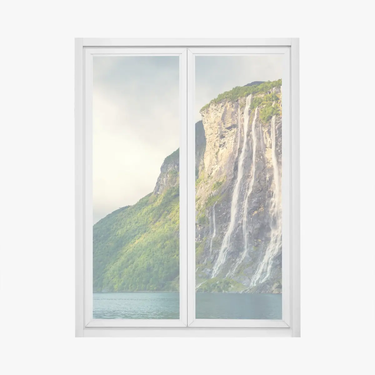 Fensteraufkleber wasserfälle an fjordklippen – Pixers®