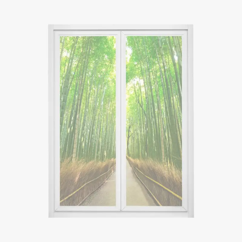 Fensteraufkleber ruhiger bambusweg in Kyoto