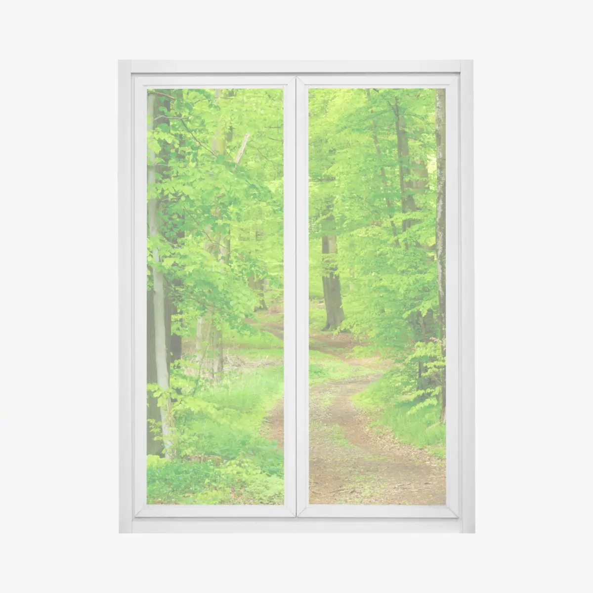 Fensteraufkleber ruhiger waldweg im frühling – Pixers®