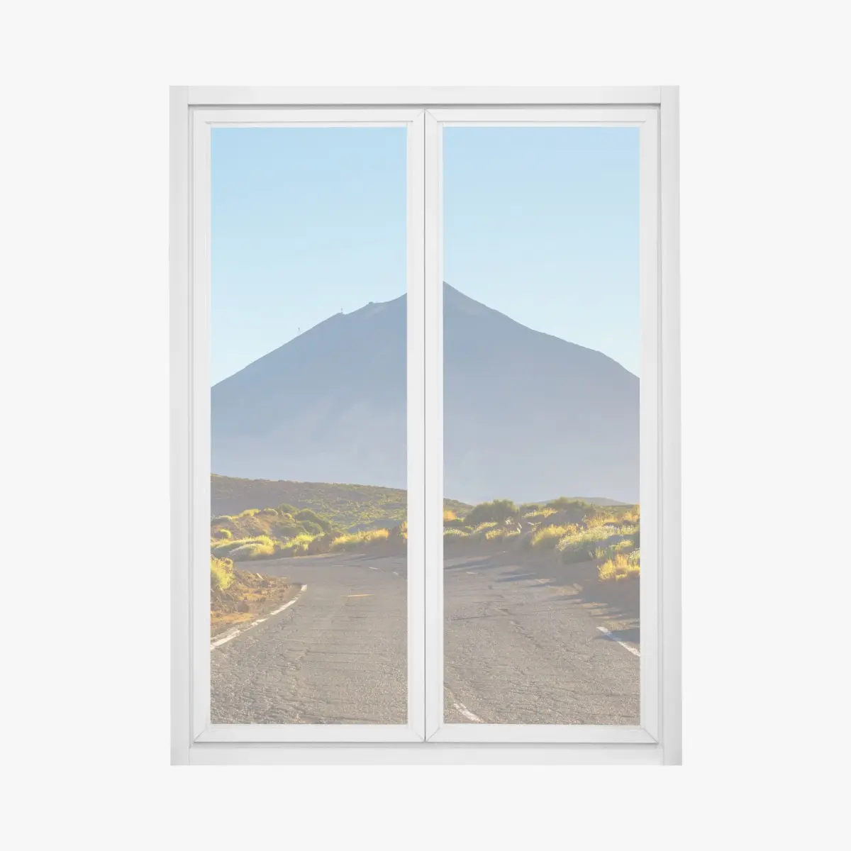 Fensteraufkleber sonnenbeschienene bergstraße zum vulkan – Pixers®